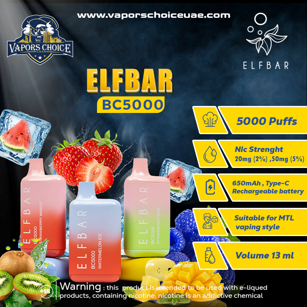 ELFBAR BC5000 (20mg & 50mg) 5000 PUFFS – DISPOSABLE VAPE DUBAI ABU DHABI UAE