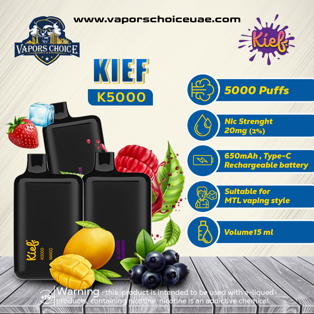 KIEF - K5000 (20mg) DISPOSABLE PODS 5000 PUFFS ABU DHABI UAE