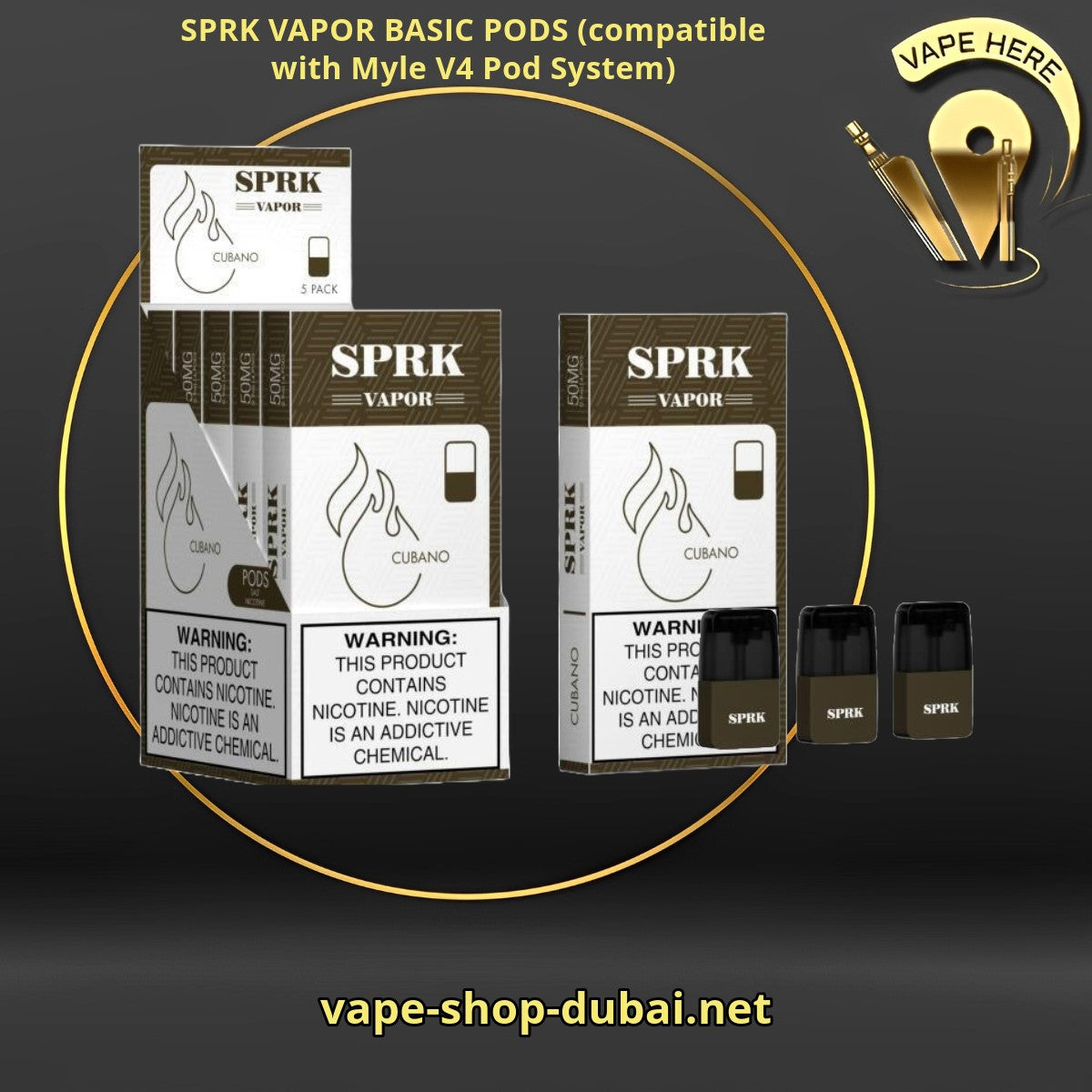 SPRK VAPOR BASIC PODS Cubano (compatible with Myle V4 Pod System) UAE Dubai